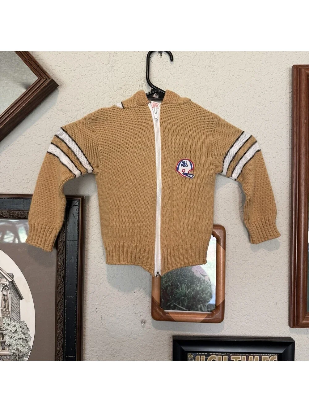 Vintage 70s Dr. Denton’s RARE Knit Kids Football All Pro Hoodie Size Boys 4